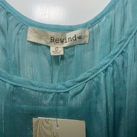 Rewind Teal Flutter Sleeve Pleated Dress Size Small NWT - Picture 8 of 11